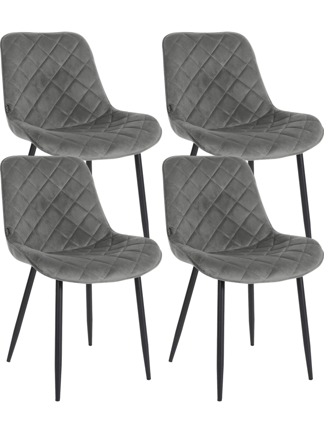 Conjunto de 4 Sillas Muelles Terciopelo, gris