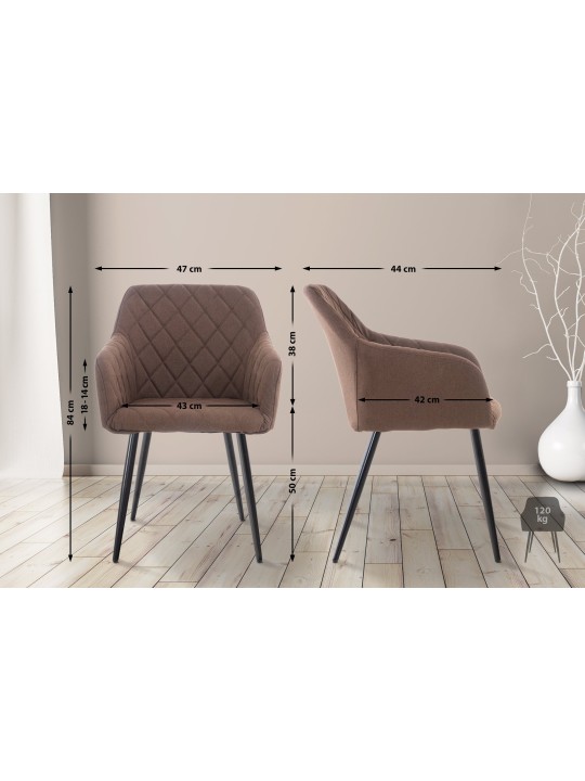 Silla de comedor Shila tela, marrón