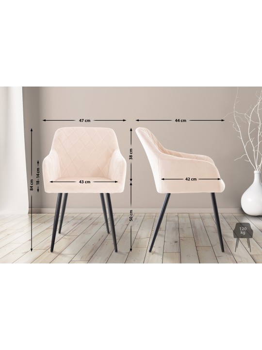 Silla de comedor Shila terciopelo, beige