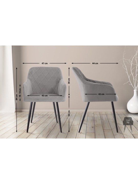 Silla de comedor Shila terciopelo, gris