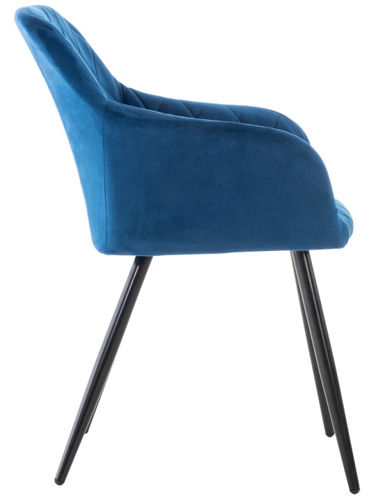 Juego de 2 sillas de comedor Shila terciopelo, azul