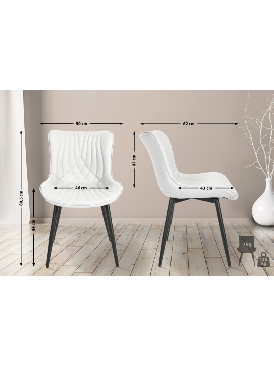 Conjunto de 2 sillas Brady piel sintética, blanco Conjunto de 2 sillas Brady piel sintética, blanco
