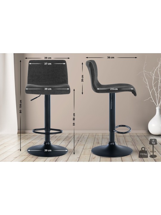 Taburete de bar tela Branford, gris oscuro Taburete de bar tela Branford, gris oscuro