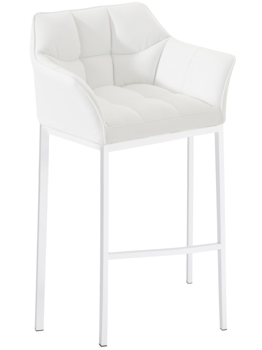 Taburete de bar Damaso con estructura de 4 pies, blanco