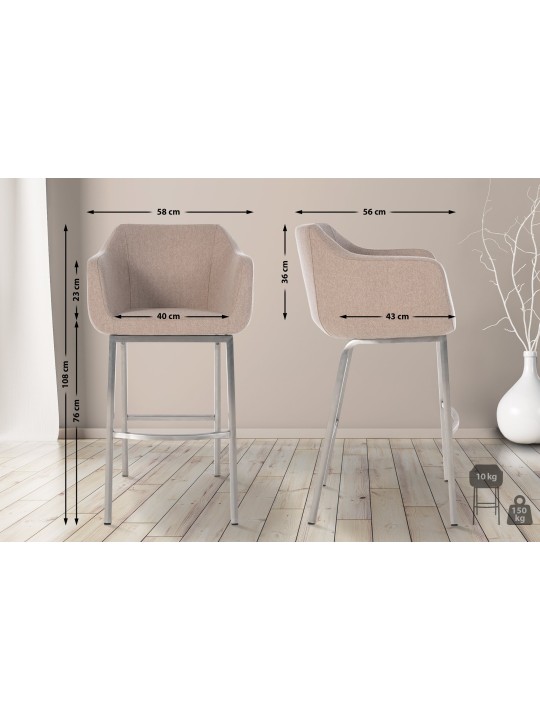 Taburete de bar Monea E fieltro, taupe