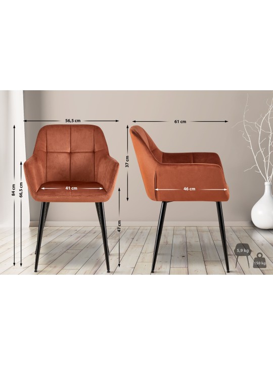 Silla de visita Emia terciopelo, marrón Silla de visita Emia terciopelo, marrón