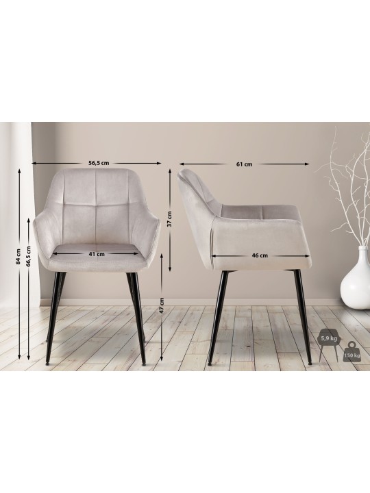 Silla de visita Emia terciopelo, gris claro Silla de visita Emia terciopelo, gris claro