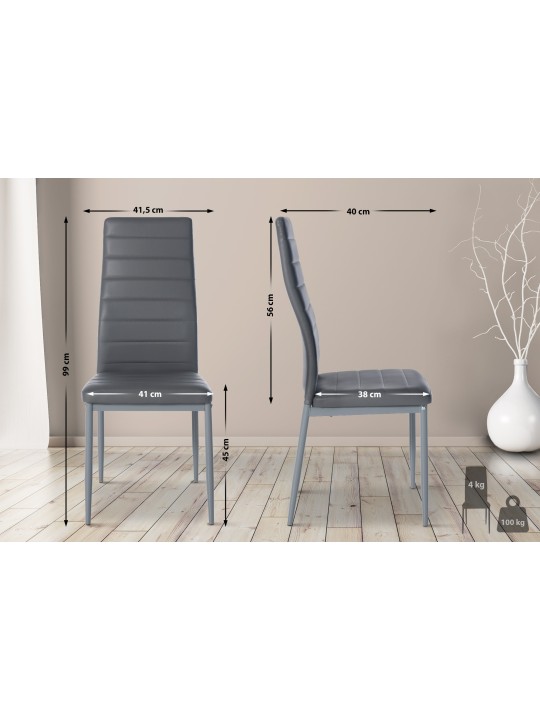 Silla de comedor Mayfair piel sintética, gris