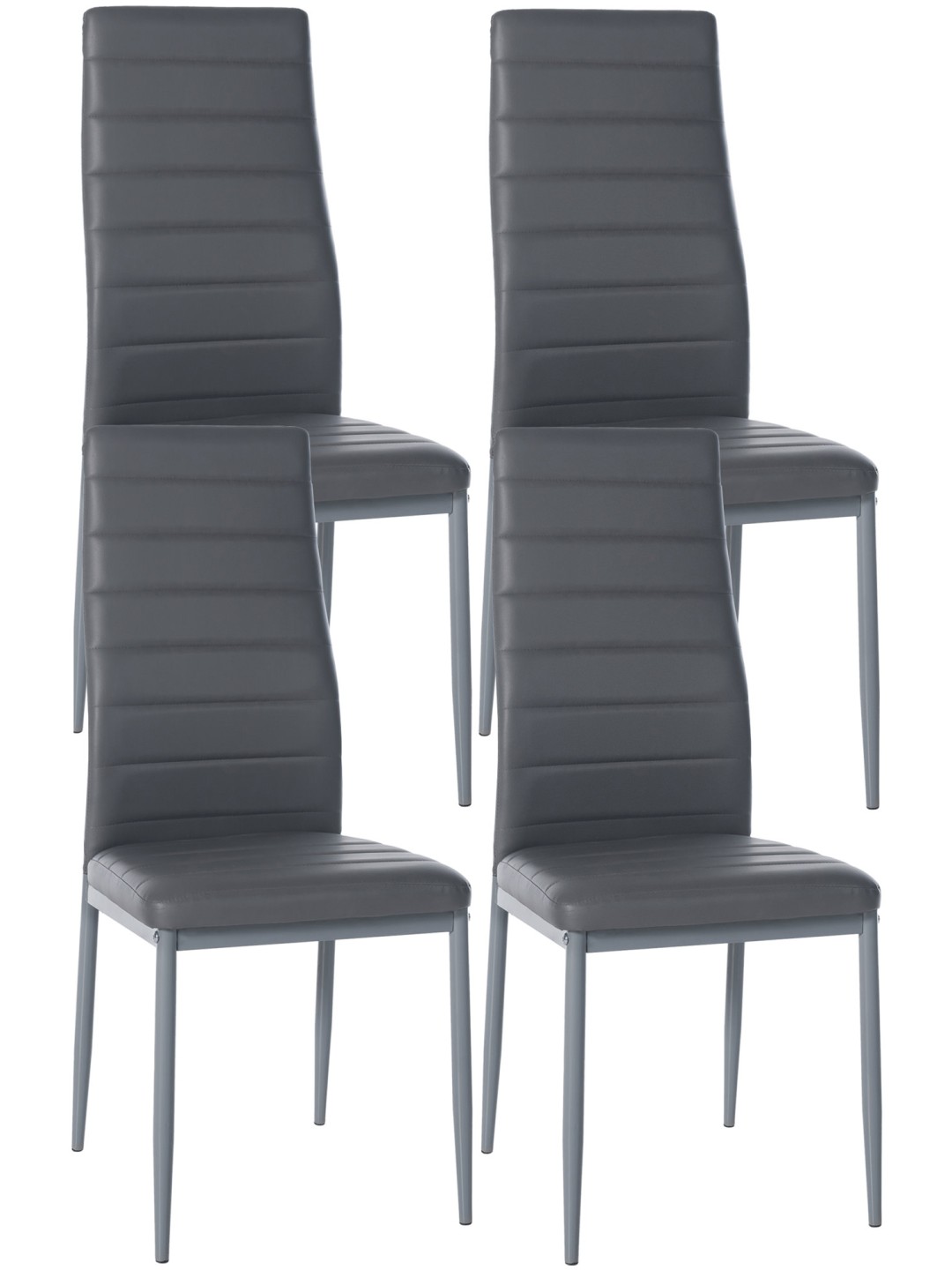 Juego de 4 sillas de comedor Mayfair de piel sintética, gris