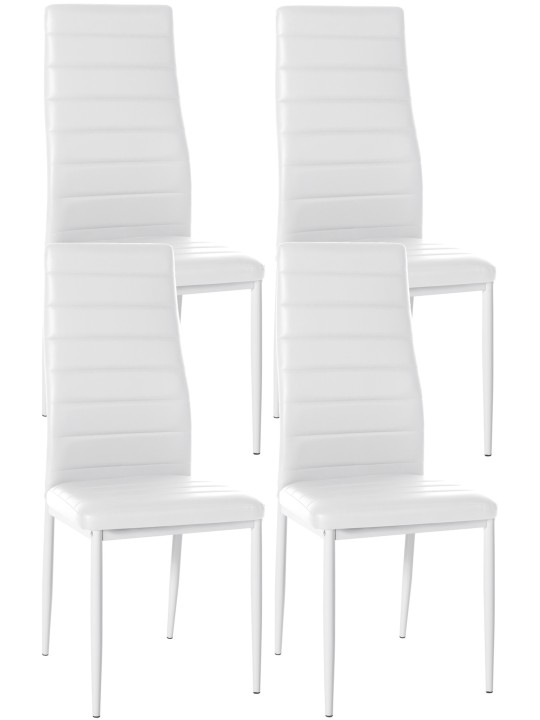 Juego de 4 sillas de comedor Mayfair de piel sintética, blanco