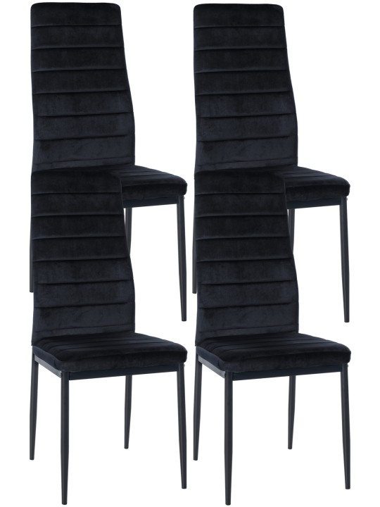 Juego de 4 sillas de comedor Mayfair terciopelo, negro