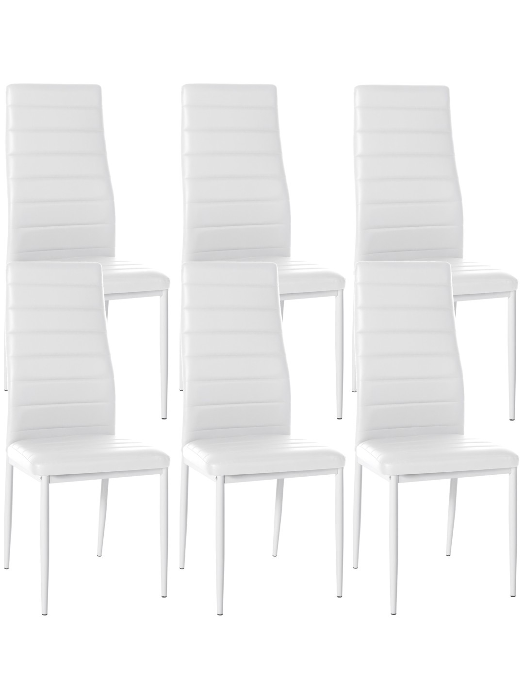 Juego de 6 sillas de comedor Mayfair de piel sintética, blanco