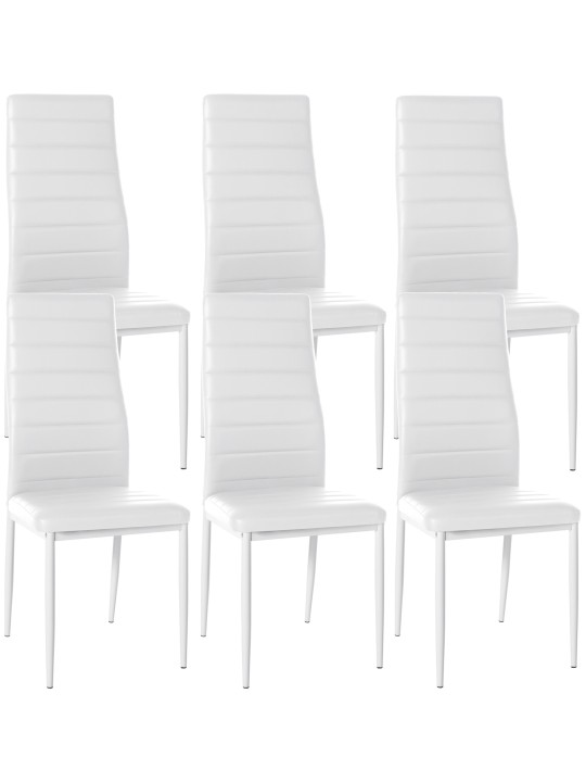 Juego de 6 sillas de comedor Mayfair de piel sintética, blanco
