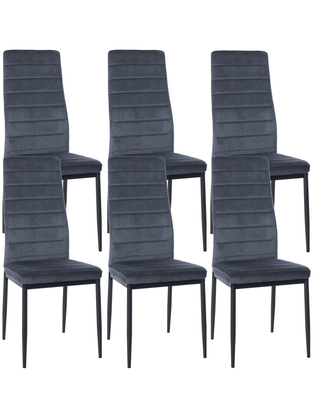 Juego de 6 sillas de comedor Mayfair terciopelo, gris claro