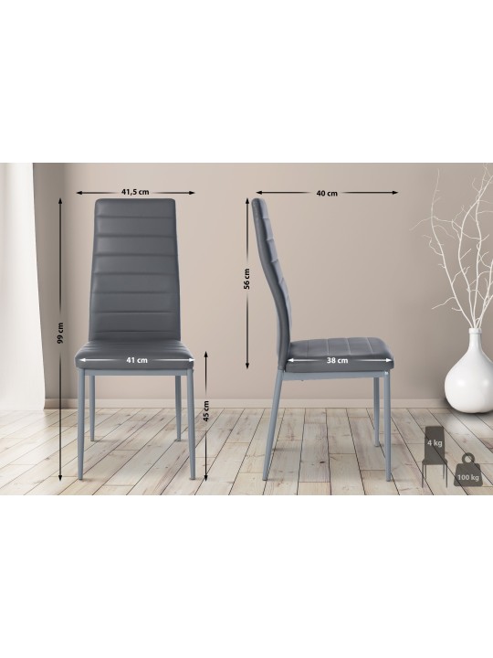 Juego de 6 sillas de comedor Mayfair de piel sintética, gris