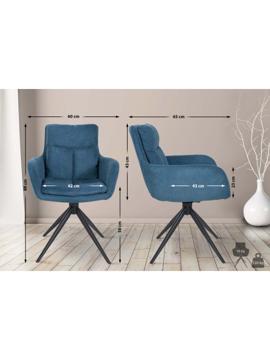 Silla de comedor Vilas tela, azul