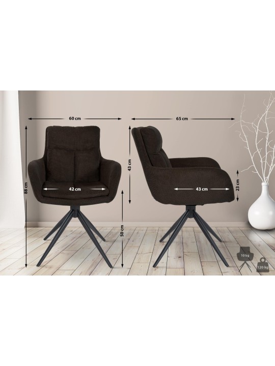 Silla de comedor Vilas tela, marrón