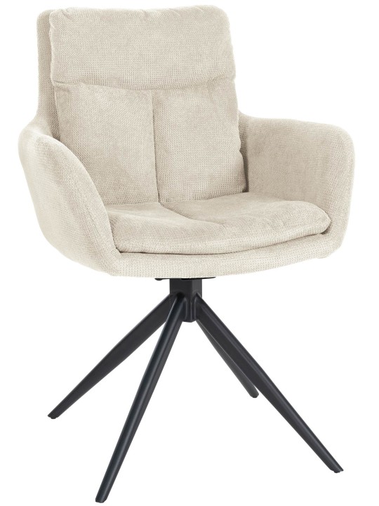 Silla de comedor Vilas tela, crema