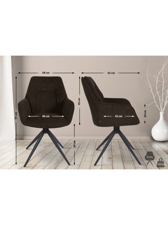 Silla de comedor Jules tela, marrón