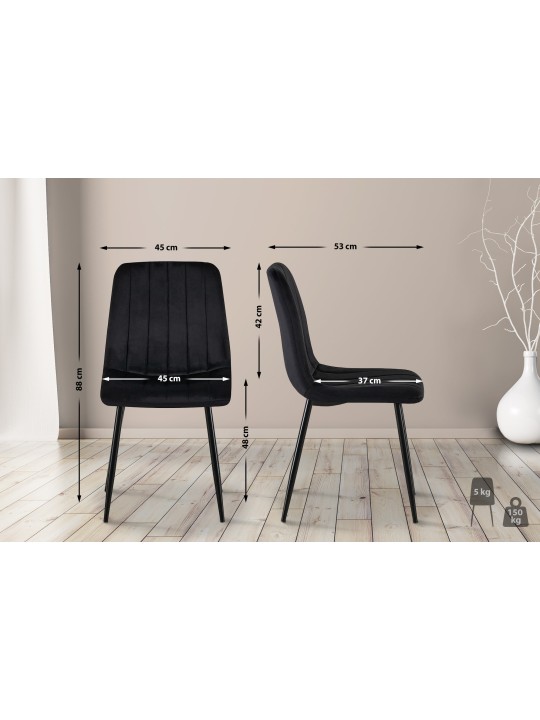 Silla Dijon terciopelo, negro Silla Dijon terciopelo, negro