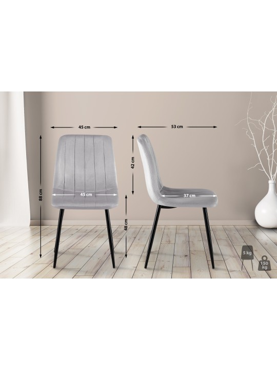 Silla Dijon terciopelo, gris