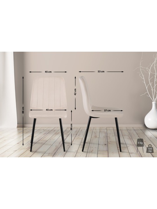 Silla Dijon terciopelo, crema