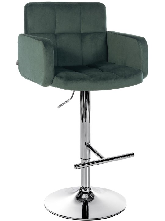Taburete de bar Los Angeles Terciopelo cromado, verde oscuro