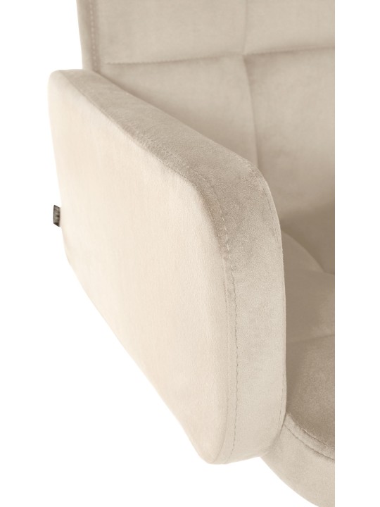 Taburete de bar Los Angeles Terciopelo cromado, crema