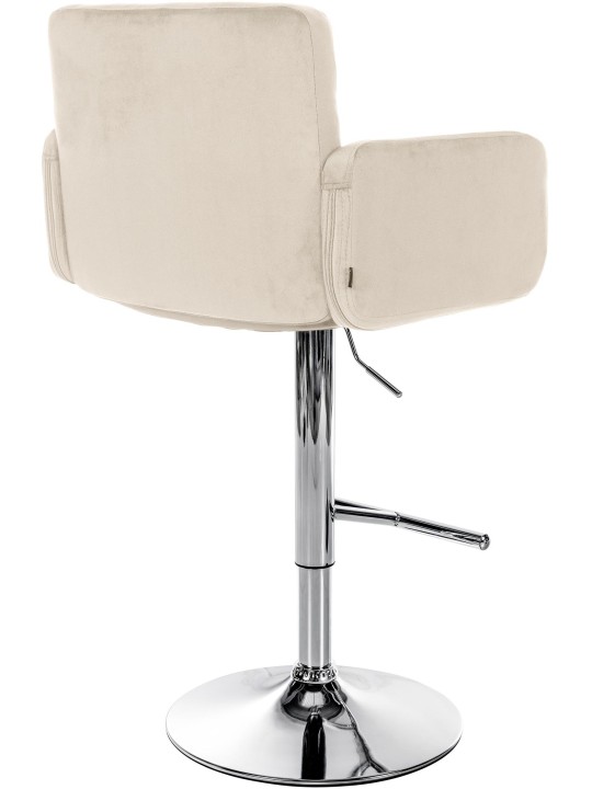 Taburete de bar Los Angeles Terciopelo cromado, crema