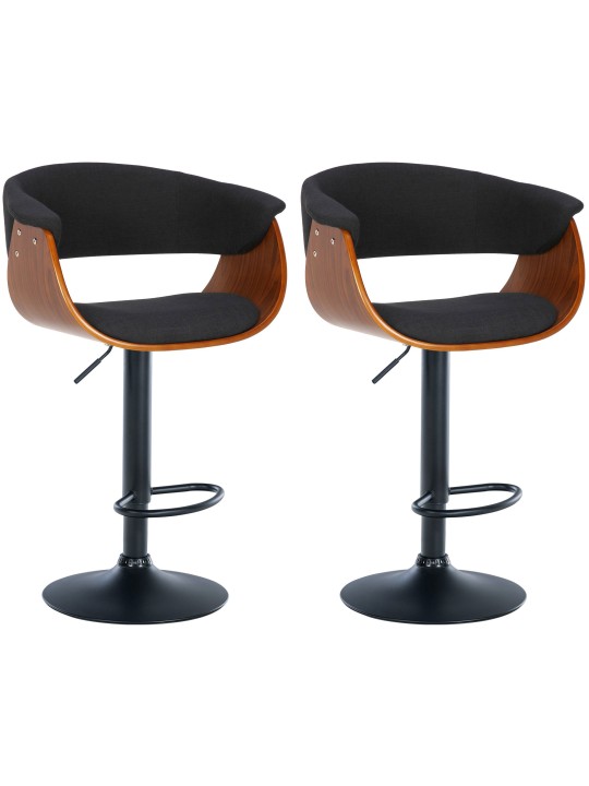 Juego de 2 taburetes de bar tela Vestal, nogal/negro