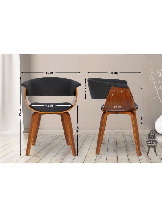 Conjunto de 2 sillas Bruce tela, nogal/negro Conjunto de 2 sillas Bruce tela, nogal/negro