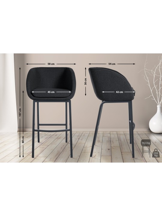 Taburete de bar Rockhill B fieltro, antracita Taburete de bar Rockhill B fieltro, antracita