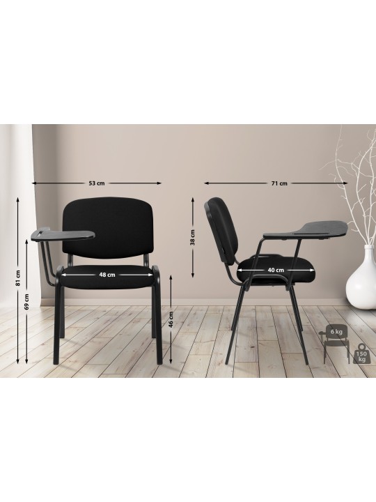 Silla Ken XL con mesa plegable tela, negro Silla Ken XL con mesa plegable tela, negro