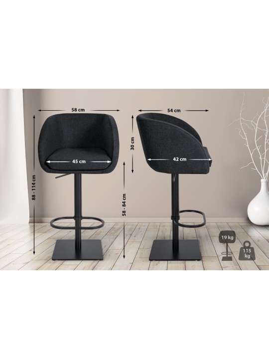 Taburete de bar Gambo B fieltro, antracita