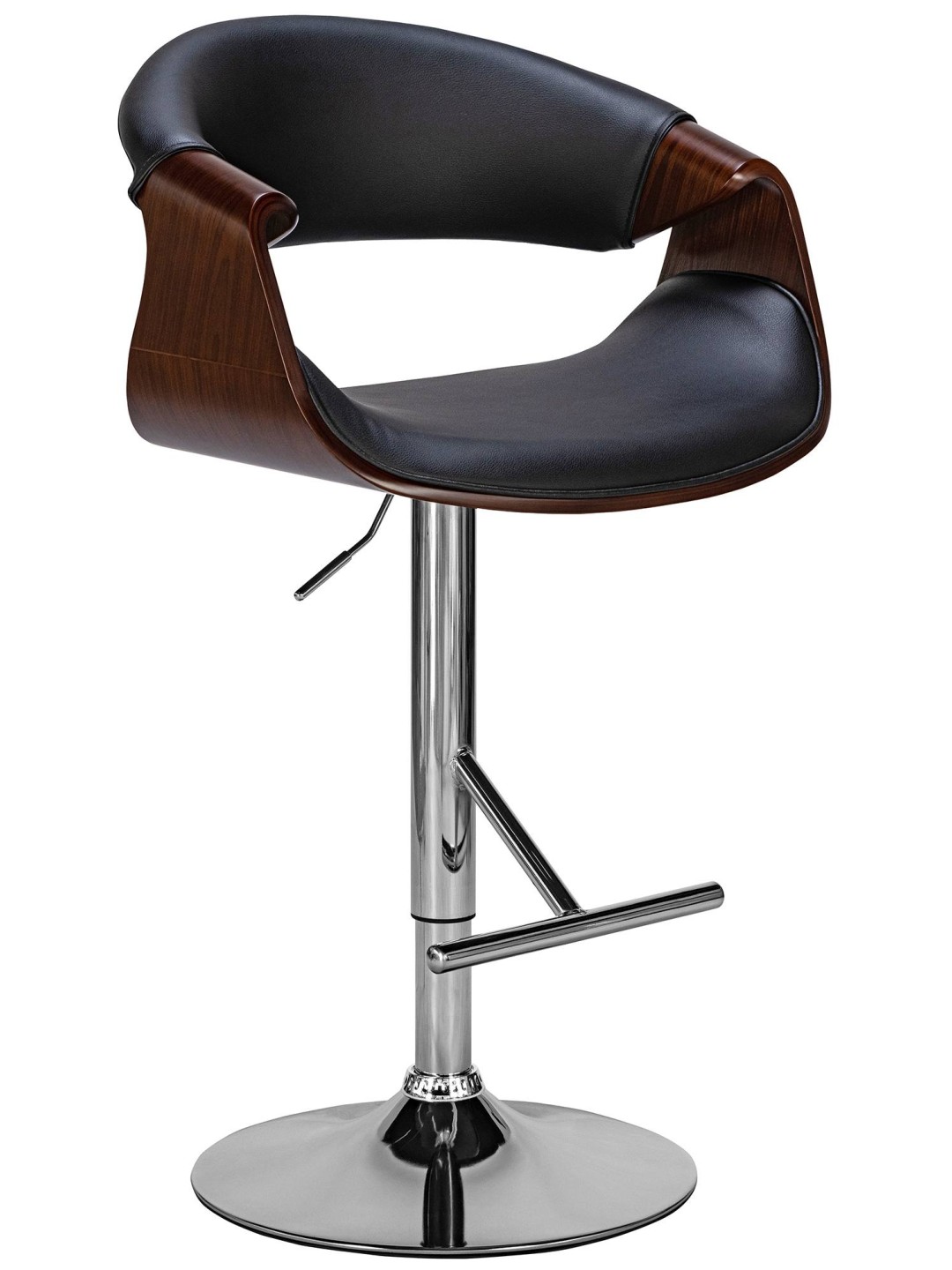 Taburete de bar Foley de piel sintética, nogal/negro