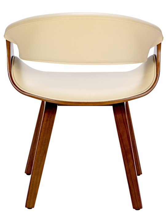 Silla de comedor Foley piel sintética, nogal/crema