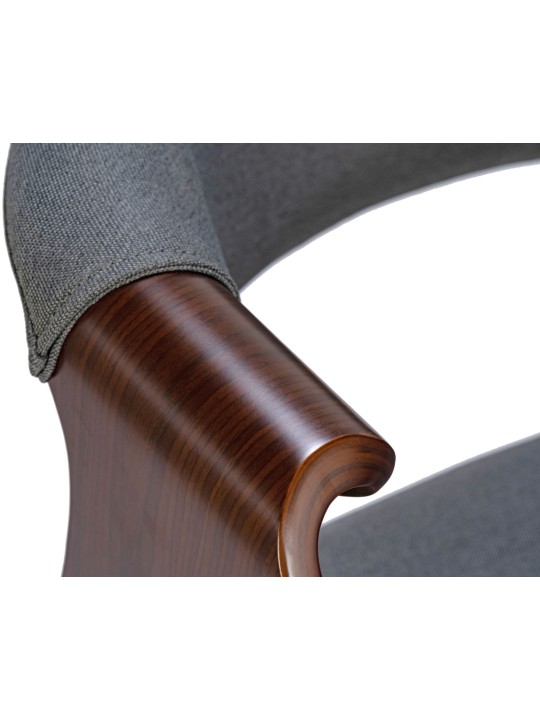 Silla de comedor Foley tela, nogal/gris