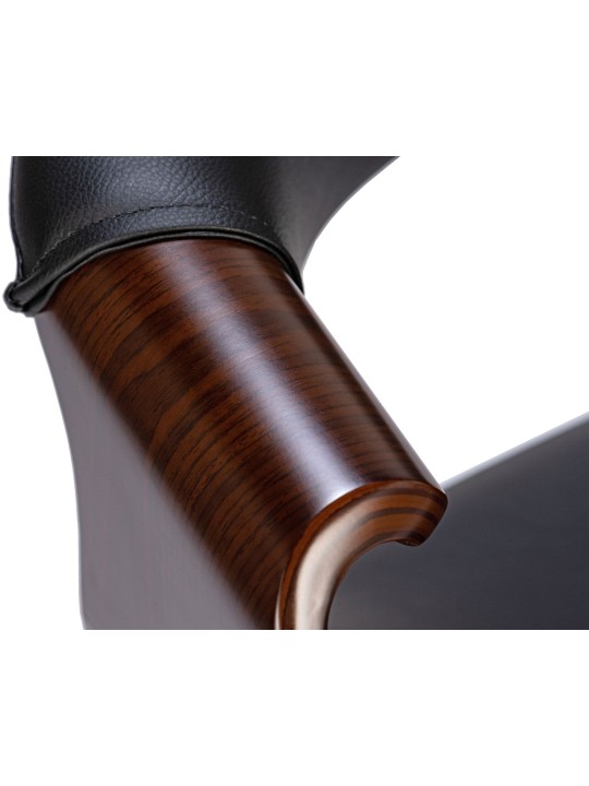 Silla de comedor Foley piel sintética, nogal/negro