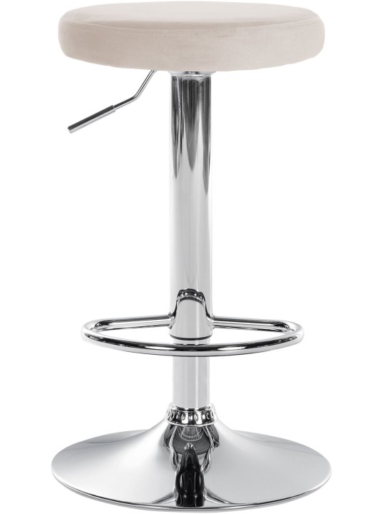 Juego de 2 taburetes de bar Ponte terciopelo cromado, crema