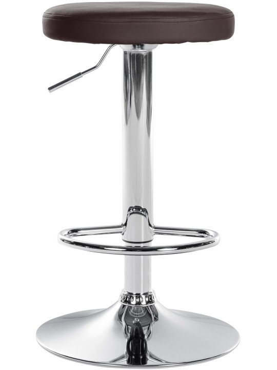 Juego de 2 taburetes de bar Ponte piel sintética cromado, marrón