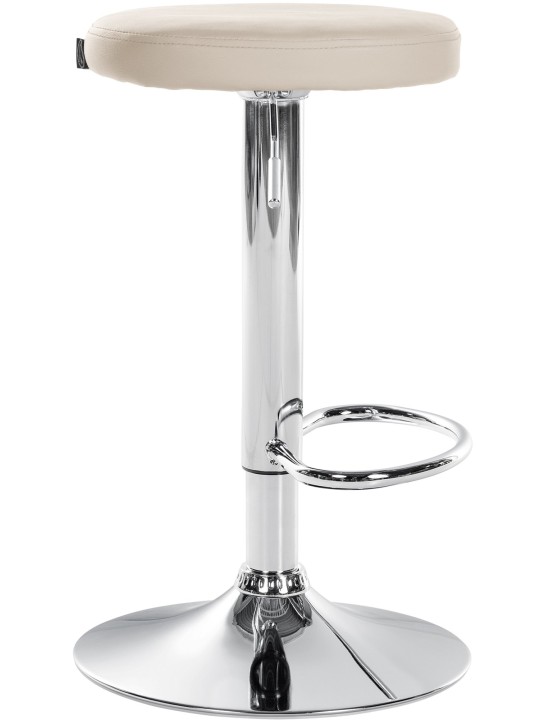 Juego de 2 taburetes de bar Ponte piel sintética cromado, crema