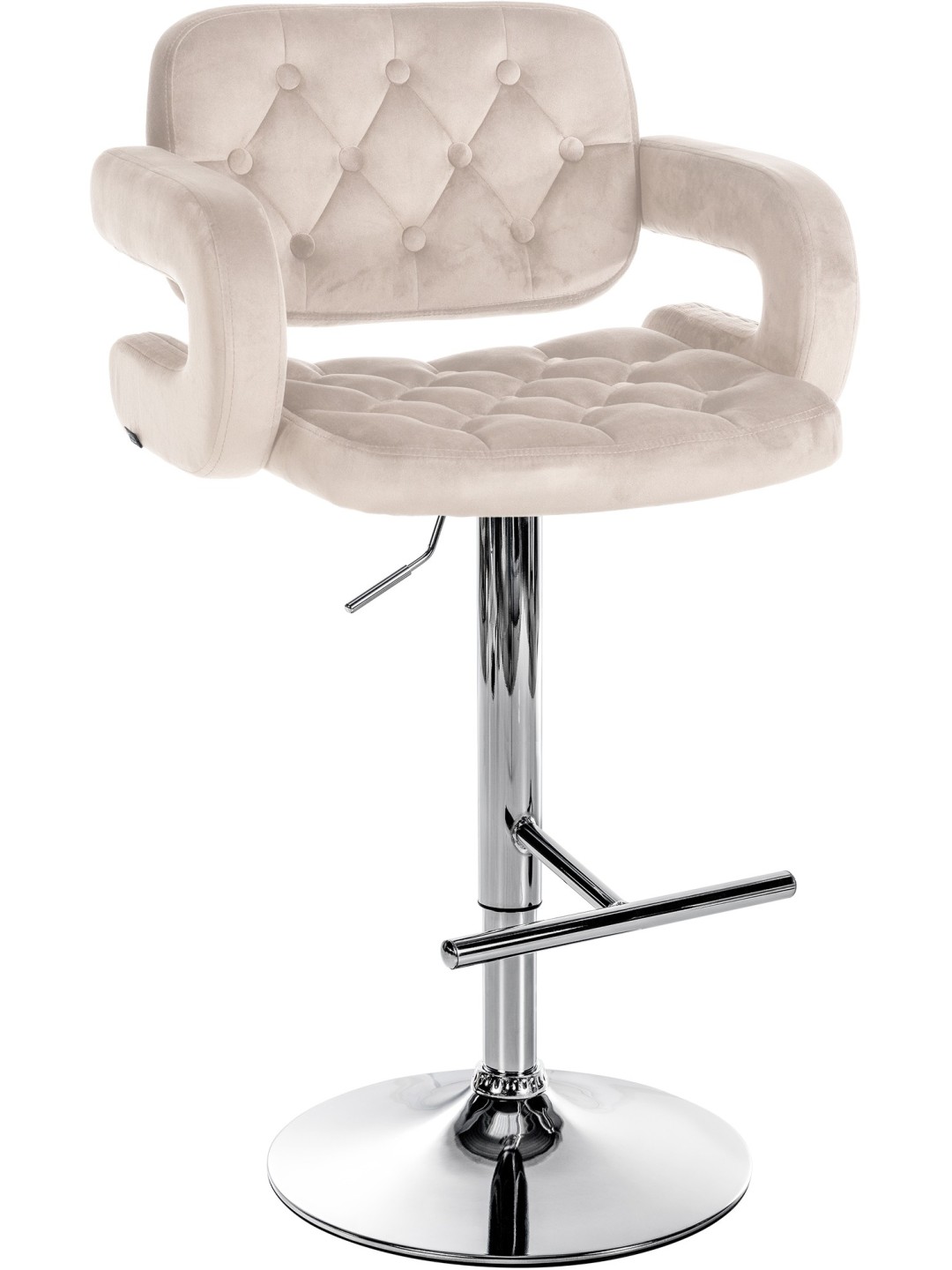 Taburete de bar Dublin terciopelo cromado, crema