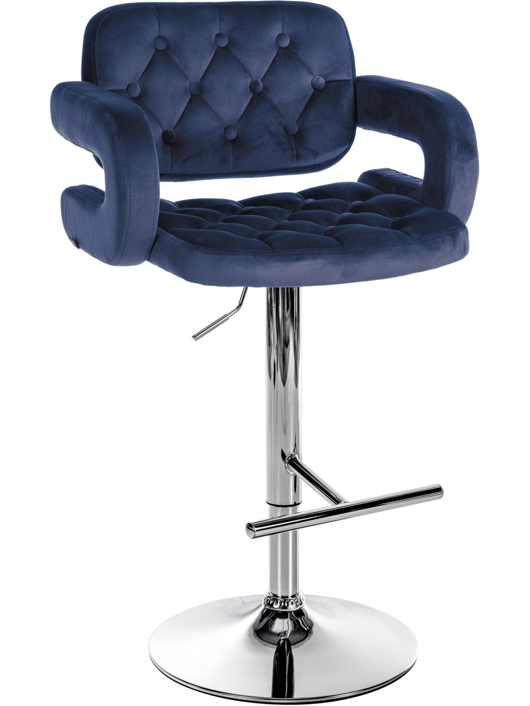 Taburete de bar Dublin terciopelo cromado, azul