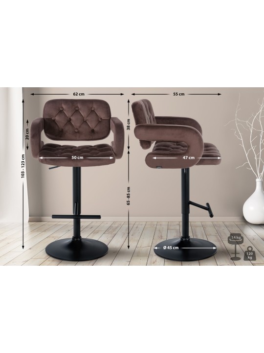 Taburete de bar Dublin terciopelo, marrón