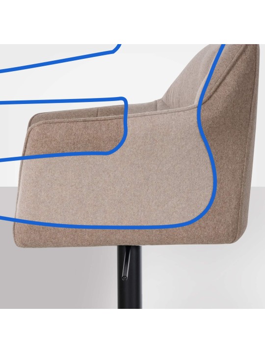 Taburete de bar Damaso B fieltro, taupe