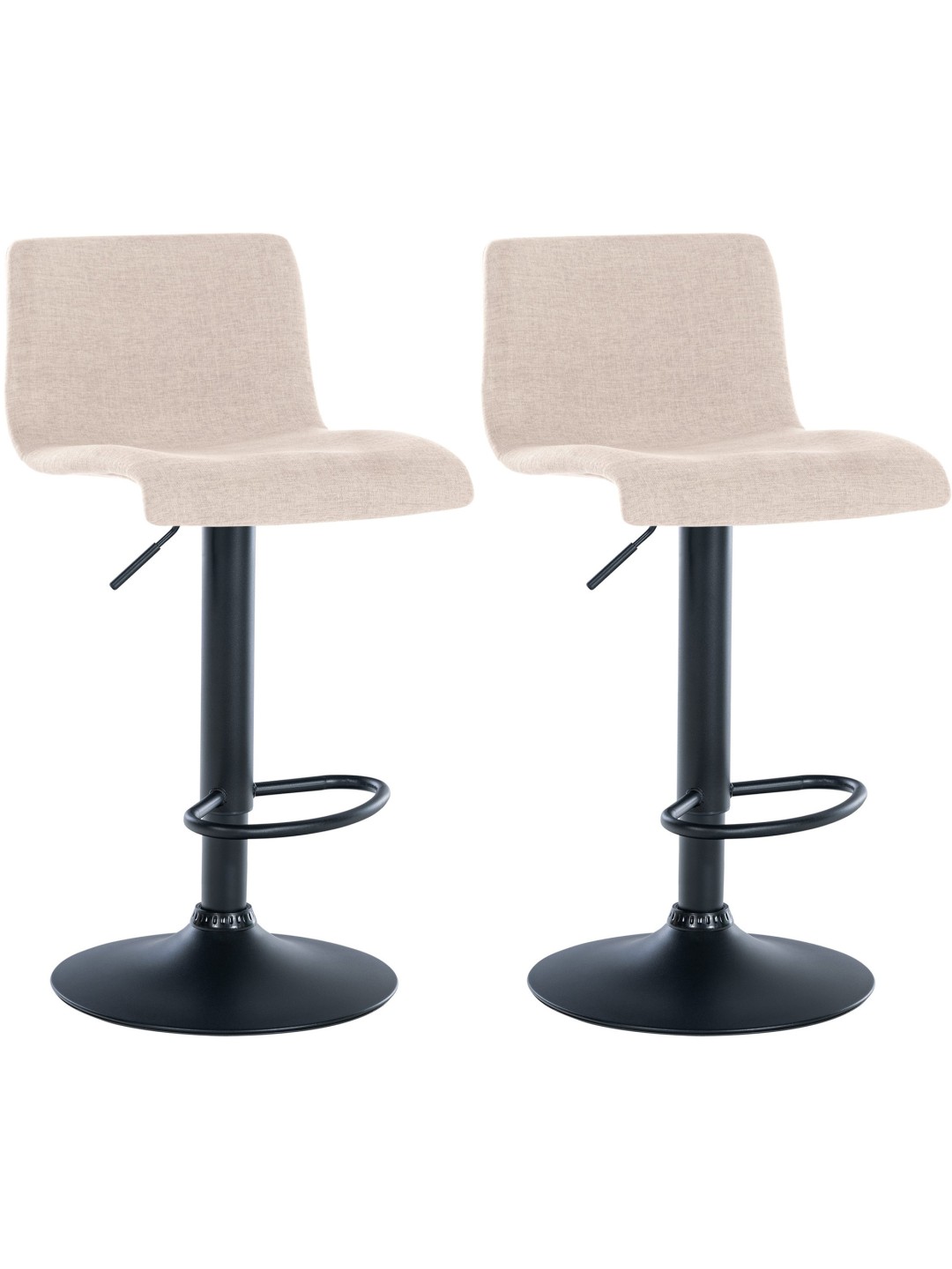 Juego de 2 taburetes de bar tela Branford, crema