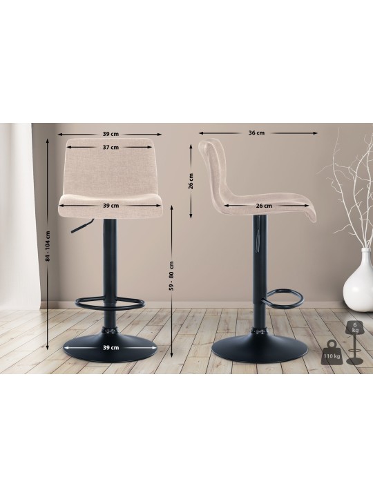 Juego de 2 taburetes de bar tela Branford, crema