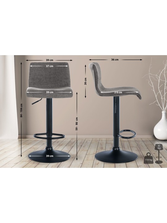 Juego de 2 taburetes de bar tela Branford, gris claro