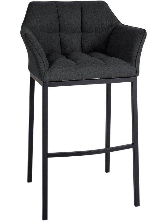 Taburete de bar Damaso B de fieltro con estructura de 4 pies, antracita