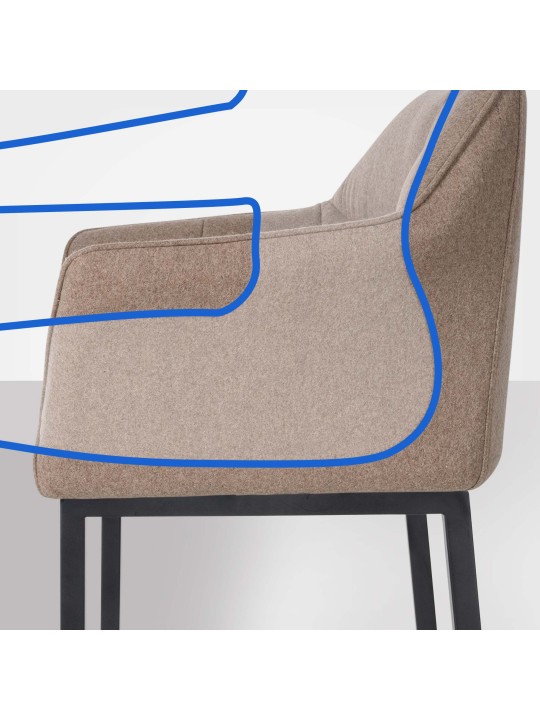 Taburete de bar Damaso B de fieltro con estructura de 4 pies, taupe